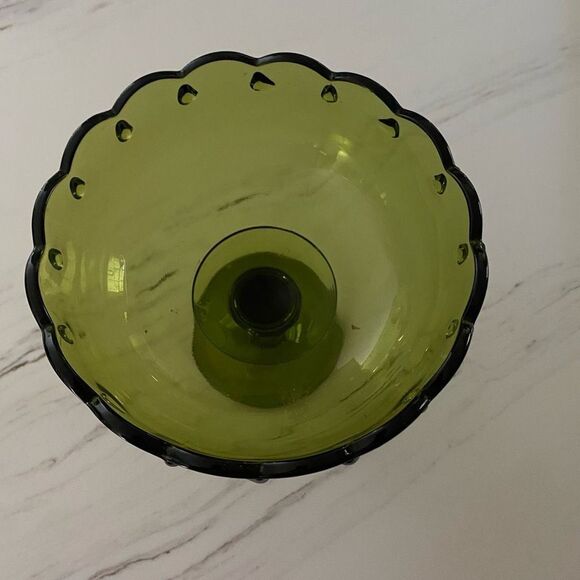 Indiana Glass Large Scallop Compote Pedestal Bowl Teardrop Accent Details - Picture 7 of 10